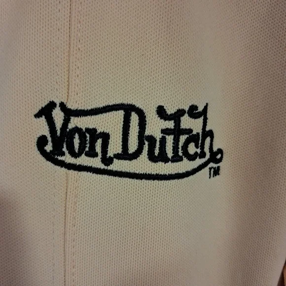 Vintage 2000s Von Dutch Full Zip Track Jacket Yellow Retro Y2K Biker Baddie - Picture 10 of 13